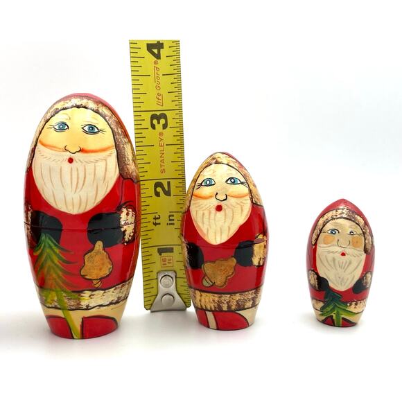 Vintage Santa Claus Wooden Nesting Dolls Set of 5 - READ - Picture 13 of 14